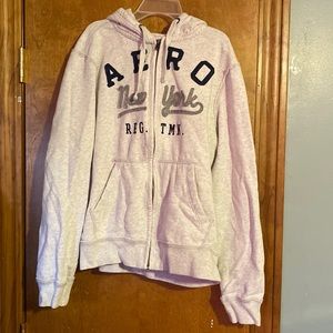 Full-zip embroidered cotton hoodie